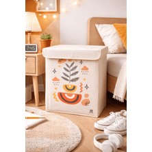 HomyJRs Bitki Desenli Çok Amaçlı Kapaklı Oyuncak Çamaşır Saklama Kutusu Katlanır Düzenleyici 30X40X50