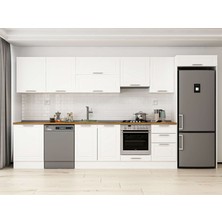 Alvinka 390X222 cm Klasik Mebran Mutfak Dolabı MB-E80S60S50-1 Beyaz - Mdf