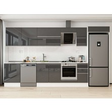 Alvinka 390X222 cm High Gloss Mutfak Dolabı MB-E90S60S40-2 Antrasit - Suntalam