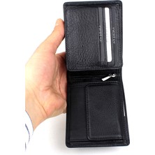 Derise Club Erkek Siyah Hakiki Deri Bozuk Para Gözlü Cüzdan