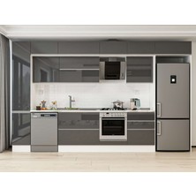 Alvinka 390X240 cm High Gloss Mutfak Dolabı MBB-E90B40S60-2 Antrasit - Suntalam