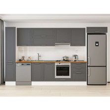 Alvinka 390X222 cm Klasik Mebran Mutfak Dolabı MBB-E90B40S60-1 Antrasit - Suntalam