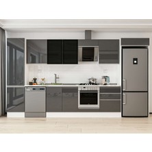 Alvinka 390X222 cm High Gloss Mutfak Dolabı MBB-E80B50S60-3 Antrasit - Suntalam
