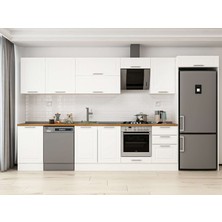 Alvinka 390X222 cm Klasik Mebran Mutfak Dolabı MB-E90S50S50-2 Beyaz - Suntalam