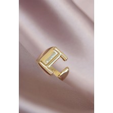 Shopwave I Harfli Altın Renk Ayarlamalı Metal Kadın Yüzük