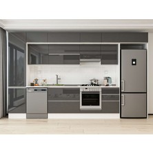 Alvinka 390X240 cm High Gloss Mutfak Dolabı MBB-E90B50S50-1 Antrasit - Suntalam