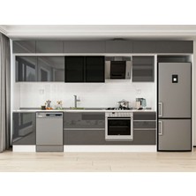 Alvinka 390X240 cm High Gloss Mutfak Dolabı MB-E90S50S50-3 Antrasit - Mdf