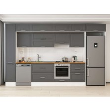 Alvinka 390X240 cm Klasik Mebran Mutfak Dolabı MBB-E90B40S60-1 Antrasit - Suntalam