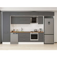 Alvinka 390X240 cm Klasik Mebran Mutfak Dolabı MBB-E90B60S40-2 Antrasit - Suntalam