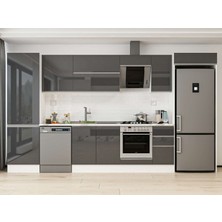 Alvinka 390X222 cm High Gloss Mutfak Dolabı MBB-E90B60S40-2 Antrasit - Mdf
