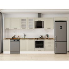 Alvinka 390X222 cm Klasik Mebran Mutfak Dolabı MB-E90S40S60-3 Kumtaşı - Suntalam