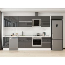 Alvinka 390X222 cm High Gloss Mutfak Dolabı MB-E90S40S60-2 Antrasit - Mdf