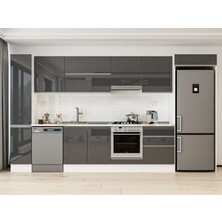 Alvinka 390X222 cm High Gloss Mutfak Dolabı MBB-E90B40S60-1 Antrasit - Suntalam