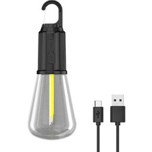 Shopwave Rustik Taşınabilir Şarjlı Tasarruflu Ampul 10W LED Lamba Type-C Şarj Askılı Asma Ayd