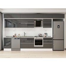 Alvinka 390X240 cm High Gloss Mutfak Dolabı MB-E80S50S60-2 Antrasit - Mdf