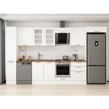 Alvinka 390X222 cm Klasik Mebran Mutfak Dolabı MBB-E90B40S60-3 Beyaz - Suntalam