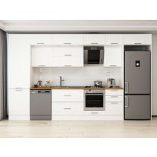 Alvinka 390X240 cm Klasik Mebran Mutfak Dolabı MBB-E80B60S50-2 Beyaz - Suntalam