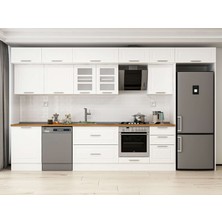 Alvinka 390X240 cm Klasik Mebran Mutfak Dolabı MB-E80S60S50-3 Beyaz - Suntalam