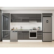 Alvinka 390X222 cm High Gloss Mutfak Dolabı MBB-E90B60S40-1 Antrasit - Suntalam