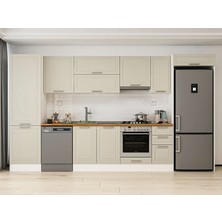 Alvinka 390X222 cm Klasik Mebran Mutfak Dolabı MBB-E90B60S40-1 Kumtaşı - Suntalam