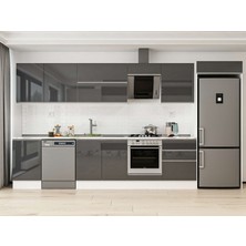Alvinka 390X222 cm High Gloss Mutfak Dolabı MB-E80S50S60-2 Antrasit - Mdf