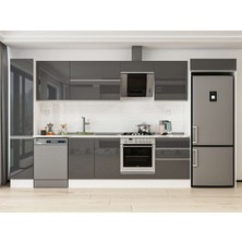 Alvinka 390X222 cm High Gloss Mutfak Dolabı MBB-E90B40S60-2 Antrasit - Suntalam