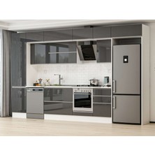 Alvinka 390X240 cm High Gloss Mutfak Dolabı MBB-E90B50S50-2 Antrasit - Suntalam