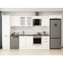 Alvinka 390X222 cm Klasik Mebran Mutfak Dolabı MBB-E90B50S50-3 Beyaz - Suntalam