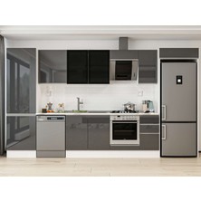 Alvinka 390X222 cm High Gloss Mutfak Dolabı MBB-E90B60S40-3 Antrasit - Suntalam