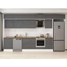 Alvinka 390X240 cm Klasik Mebran Mutfak Dolabı MB-E80S60S50-2 Antrasit - Suntalam