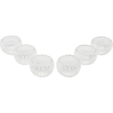 Shopwave 6 Pcs   Çizgili Cam  Çift Cidarlı Lokumluk - Sosluk  50 ml (5047)