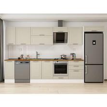 Alvinka 390X222 cm Klasik Mebran Mutfak Dolabı MB-E90S40S60-2 Kumtaşı - Suntalam