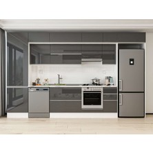 Alvinka 390X240 cm High Gloss Mutfak Dolabı MBB-E90B60S40-1 Antrasit - Mdf