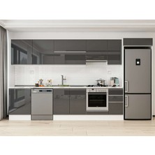 Alvinka 390X222 cm High Gloss Mutfak Dolabı MB-E90S60S40-1 Antrasit - Suntalam