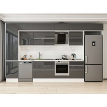 Alvinka 390X240 cm High Gloss Mutfak Dolabı MBB-E80B50S60-2 Antrasit - Suntalam