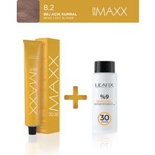 Maxx Deluxe Tüp Boya 100 ml - 30 V Oksidan 60 ml 8.2 Bej Açık Kumral