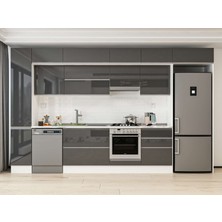 Alvinka 390X240 cm High Gloss Mutfak Dolabı MBB-E90B40S60-1 Antrasit - Suntalam