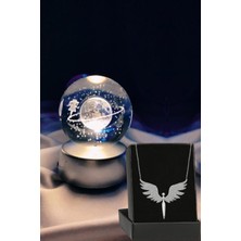 PremiumPort Renk Değişen LED Işıklı Satürn, Kız Küre, Dolunay, Kristal Top ve Melek Kolye