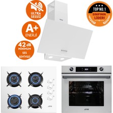 Ferre ve AFM Tech MARKA Alfa Sessiz 8 prog.Turbo Beyaz Dijital Ankastre Set(D087-SA+ FM7701+FM2201)