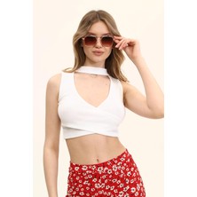 Evolaria Kadın Beyaz Önü Açık Crop