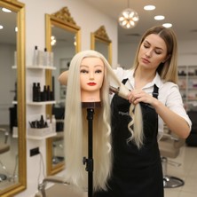 İlkyaz Fashion Kuaför Eğitim Mankeni - Yaki + Masa Aparatı - Platin ILKYZ-PRK34