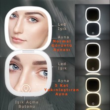 PremiumPort LED Işıklı Beyaz Makyaj Aynası, Yakınlaştırma, Cep ve Çanta Boyutu