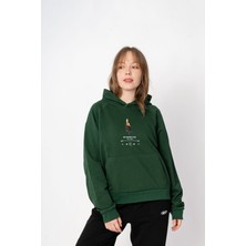 Broco Unisex Oversize Kapüşonlu Yeşil Baskılı Mp3 Sweatshirt