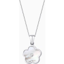 Asra Pırlanta 0.01 Karat Pırlanta Sedefli Yonca Gümüş Kolye