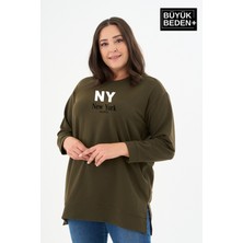 Superlife Kadın Tunik Büyük Beden Ny Newyork Baskılı Ince Sweatshırt SPR26BTK990-1