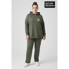 Superlife Büyük Beden Kapşonlu A Baskılı Tunik Ince Sweatshırt  SPR26BTK991-3