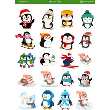 Miray Craft Penguen Temalı Sticker Sayfası – Sevimli Kış & Günlük Tasarımlar (12×17 Cm)