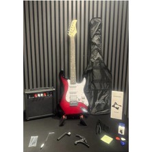 Sazhane Kırmızı Hss Elektro Gitar Seti Full ( Gitar,amfi,stand,askı,kapo,yedek Tel,tuner,kablo,askı,kılıf