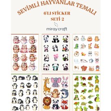 Miray Craft Sevimli Hayvanlar Temalı 6 Sayfa Sticker Seti – Journal & Planner (12×17 Cm)
