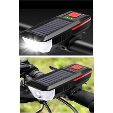 Esranın Dünyası Ieg™ Solar Ledli Bisiklet Feneri Kornalı  USB ile Şarj Edilebilir  Su Geçirmez Far RSPRP34-ESRD